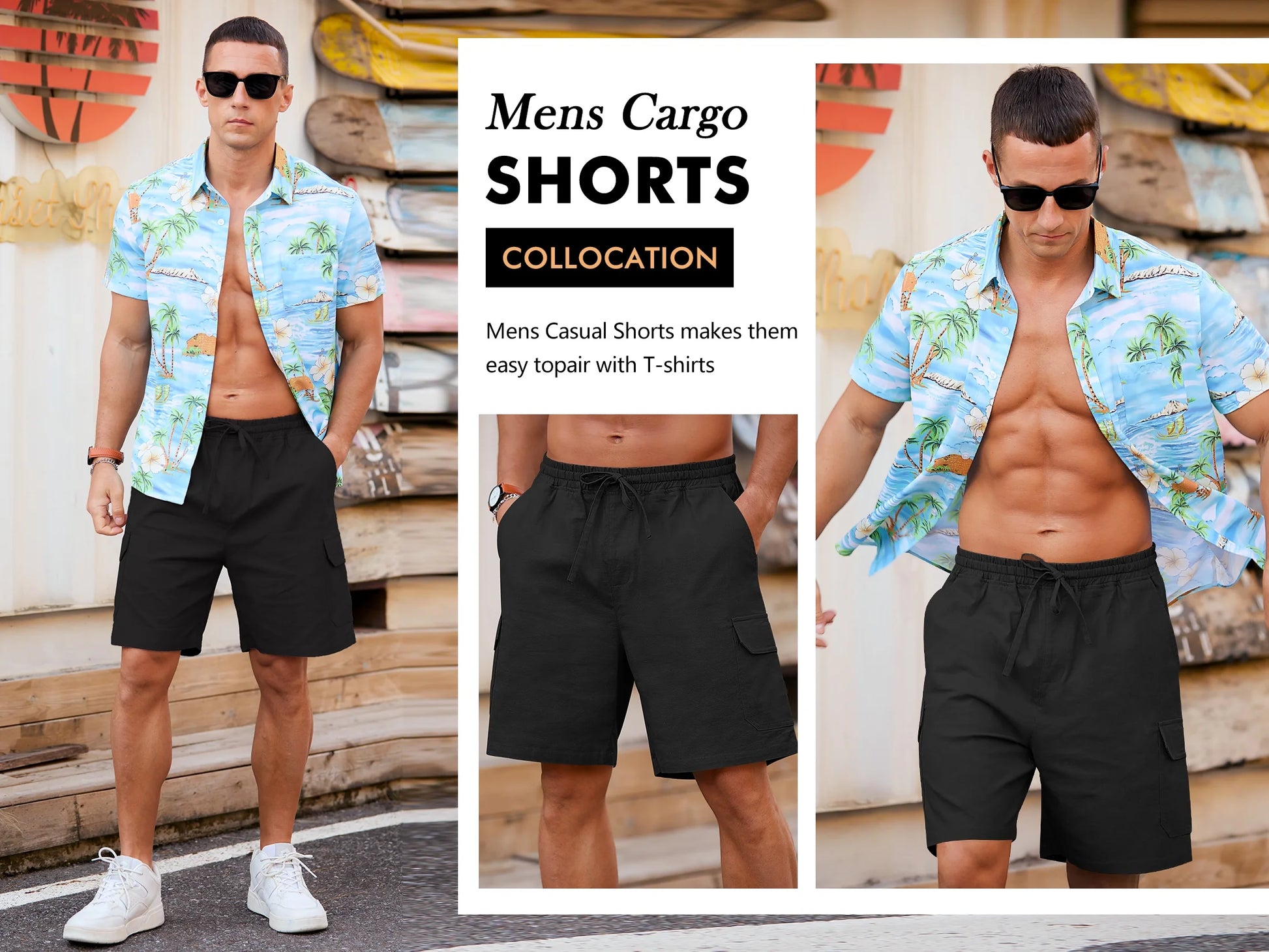 Mens Cargo Shorts Cotton Linen Shorts Elastic Waist Relaxed Casual Summer Beach Shorts with Multi Pockets White M