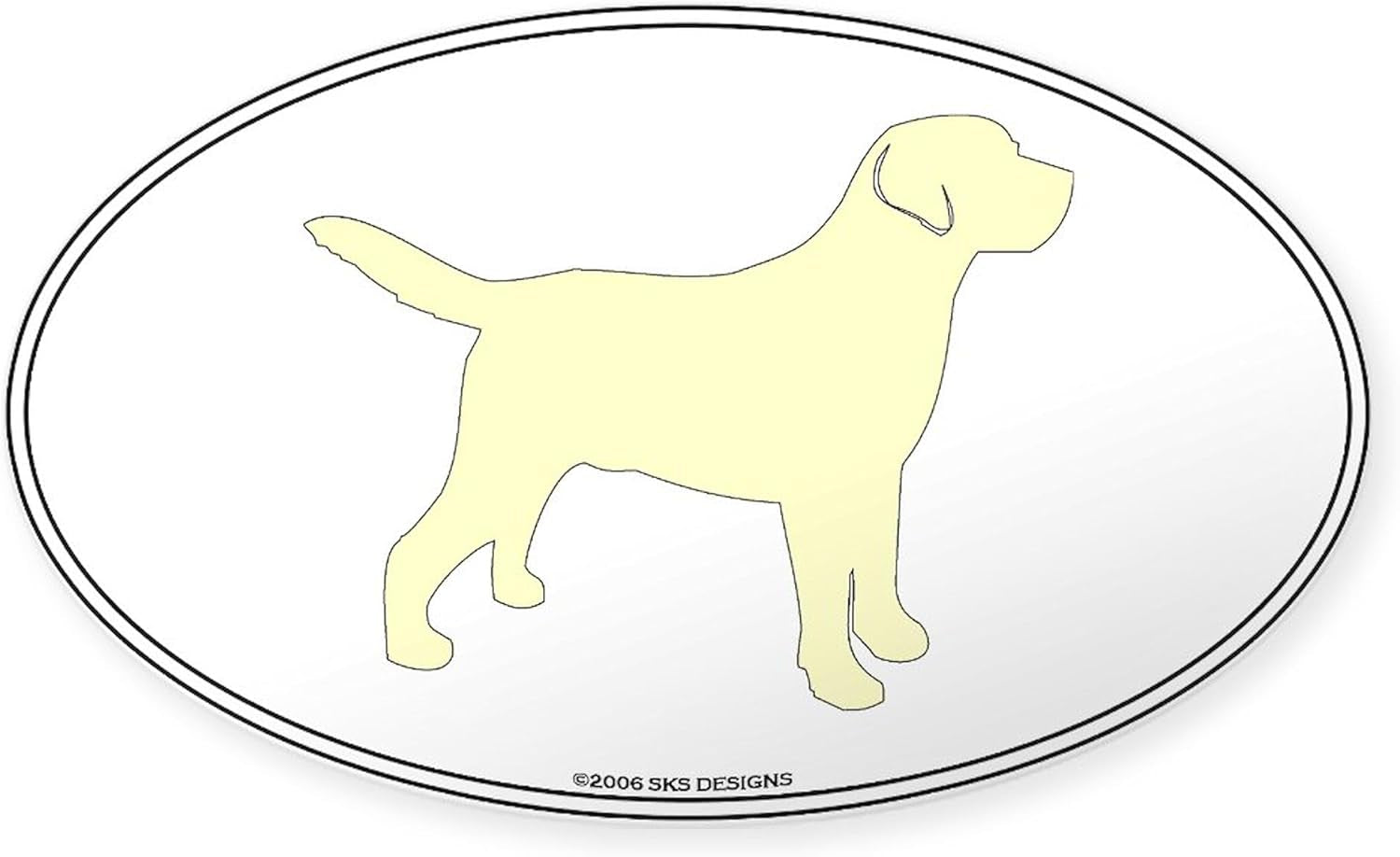 Yellow Lab Outline Oval Sticker Oval Car Bumper Sticker
