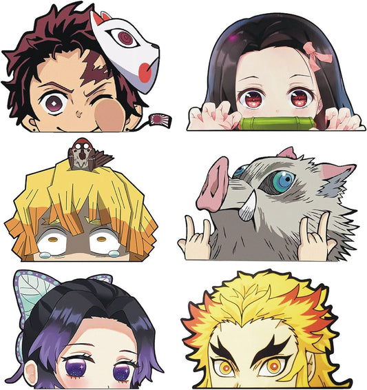 6Pcs Anime Car Decals for Windshield Windows Sticker Decal Waterproof Car Accessories
