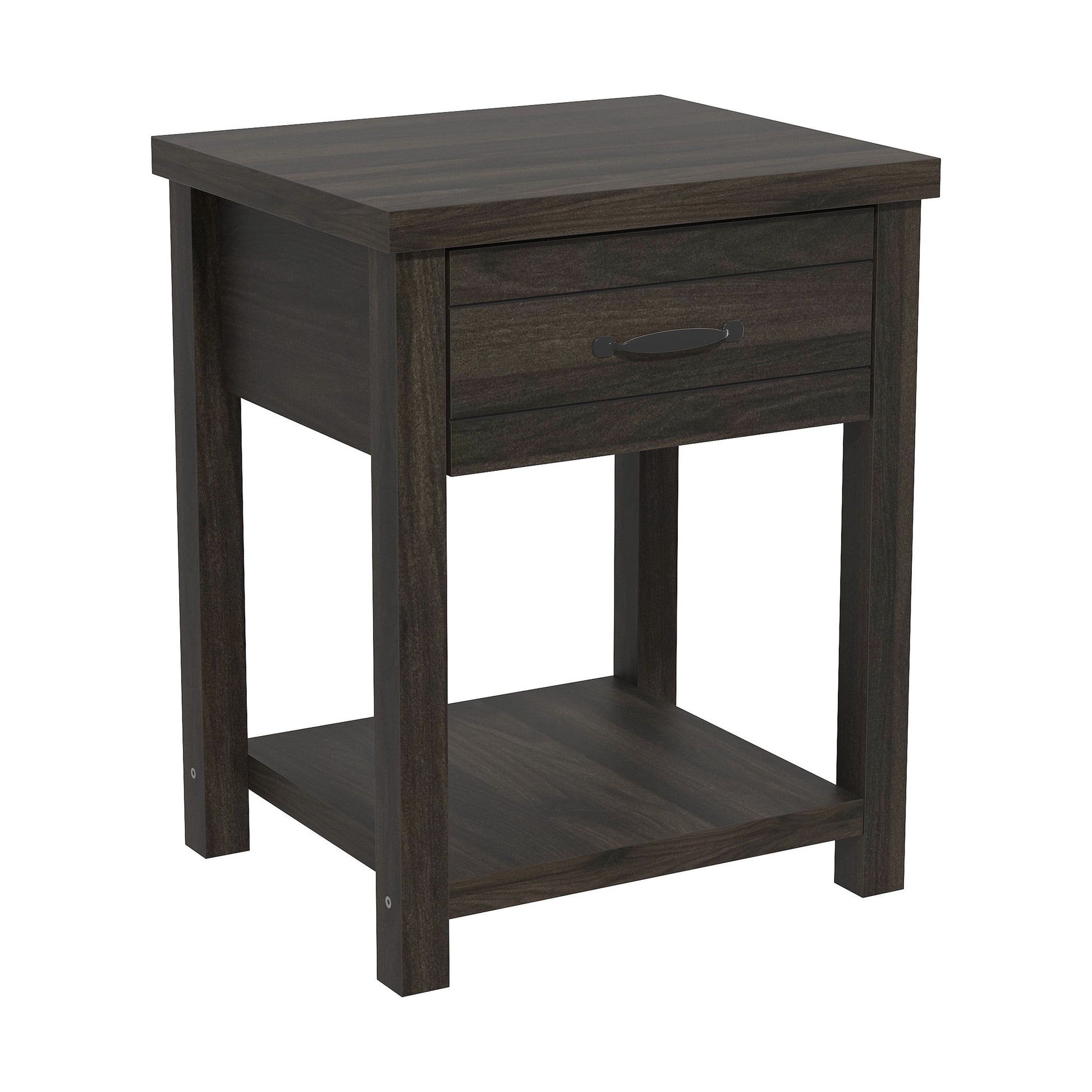 Lancaster Farmhouse 1 Drawer Nightstand, Set of 2, Dark Espresso