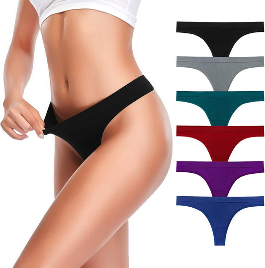 Seamless Womens Underwear Thongs, 10-Pack No Show Ladies Thong Breathable Comfortable Panties for Women