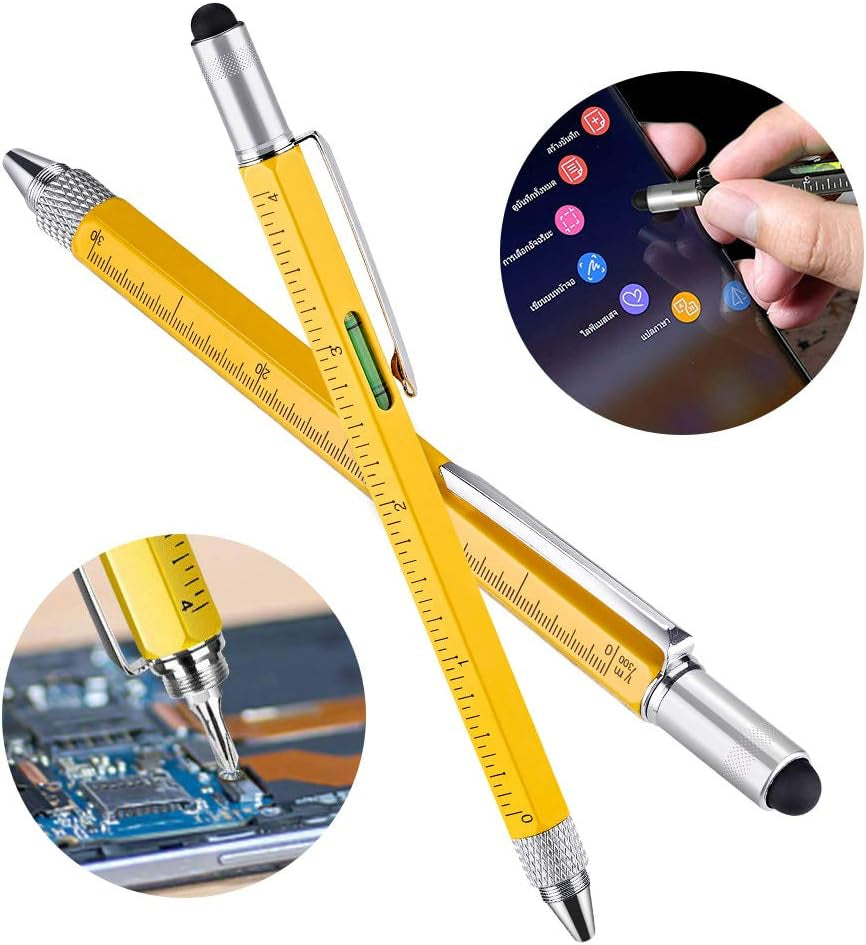 6 in 1 Multitool Pen - Christmas & White Elephant Gift for Dad, Cool Gadget for Men Who Have Everything