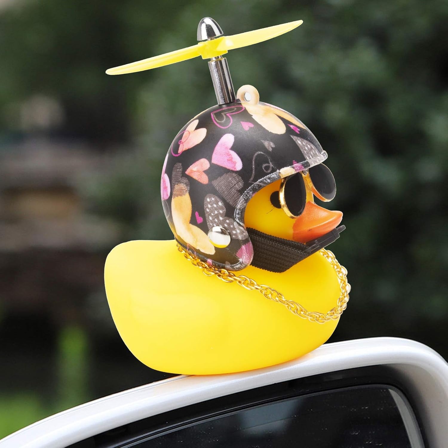 Rubber Duck Car Decorations Cute Yellow Duck Car Dashboard Ornaments with Propeller (Love)