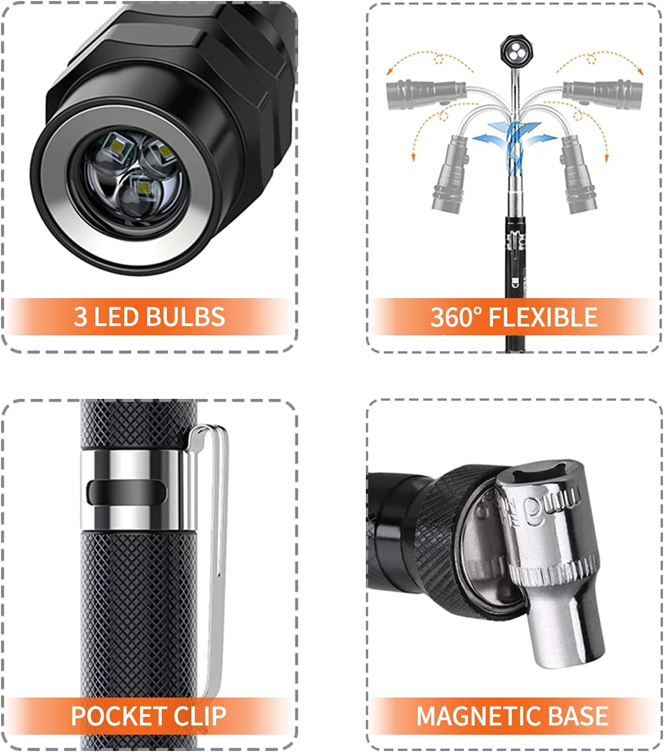 Gifts for Dad Men from Daughter Son Wife, Fathers Day, Extendable Magnetic Flashlight, Telescoping Magnet Pickup Tool, Cool Birthday Gifts for Father Grandpa Husband Boyfriend Women