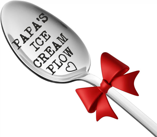 Gifts for Dad, Indulge Dad with the Papa'S Ice Cream Plow, a Sweet Papa Gifts on Fathers Day, Premium Engraved Spoon Made in Italy, Lovely Dad Gifts or Stocking Stuffers for Adults Men
