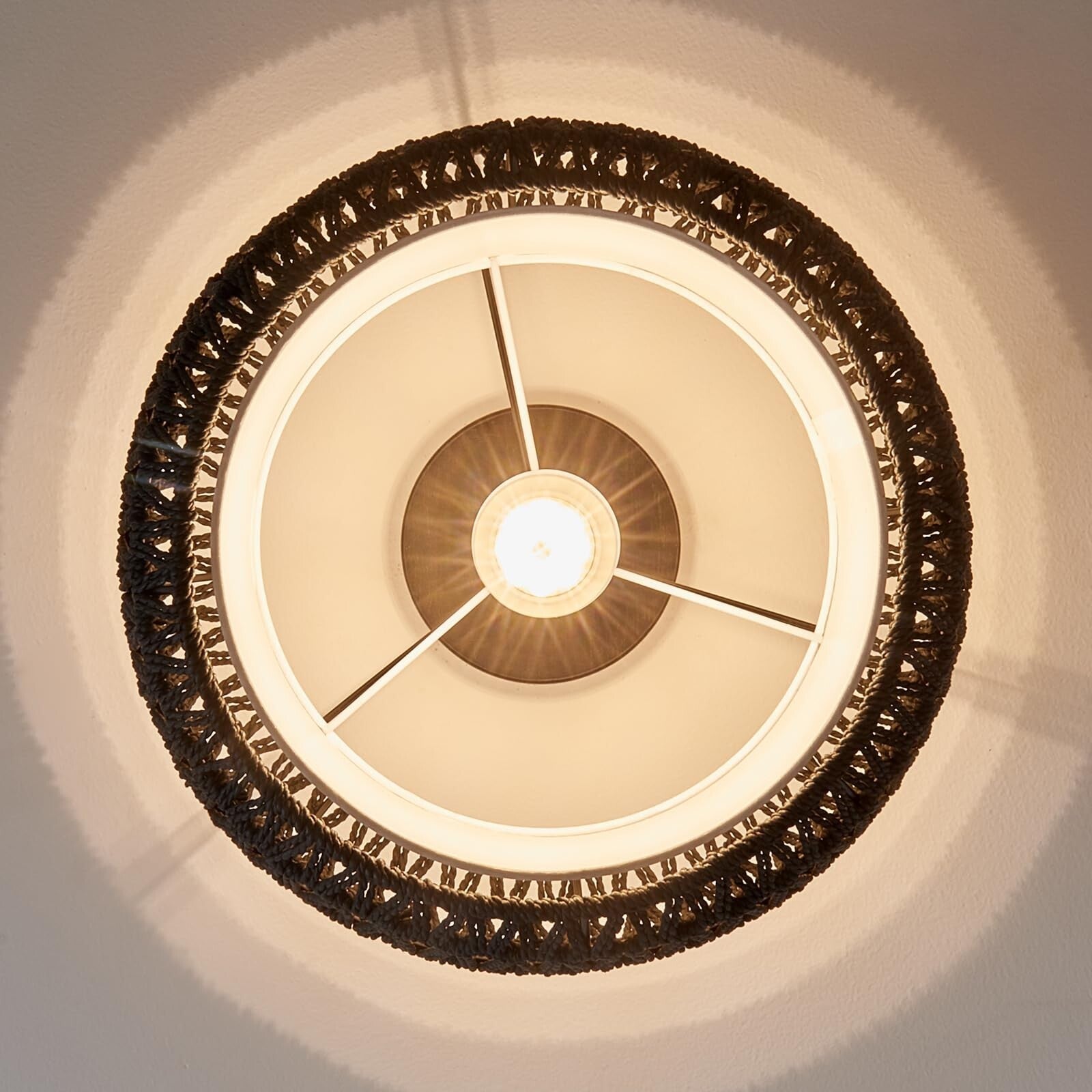 Rattan Ceiling Light Fixtures, Hand-Woven