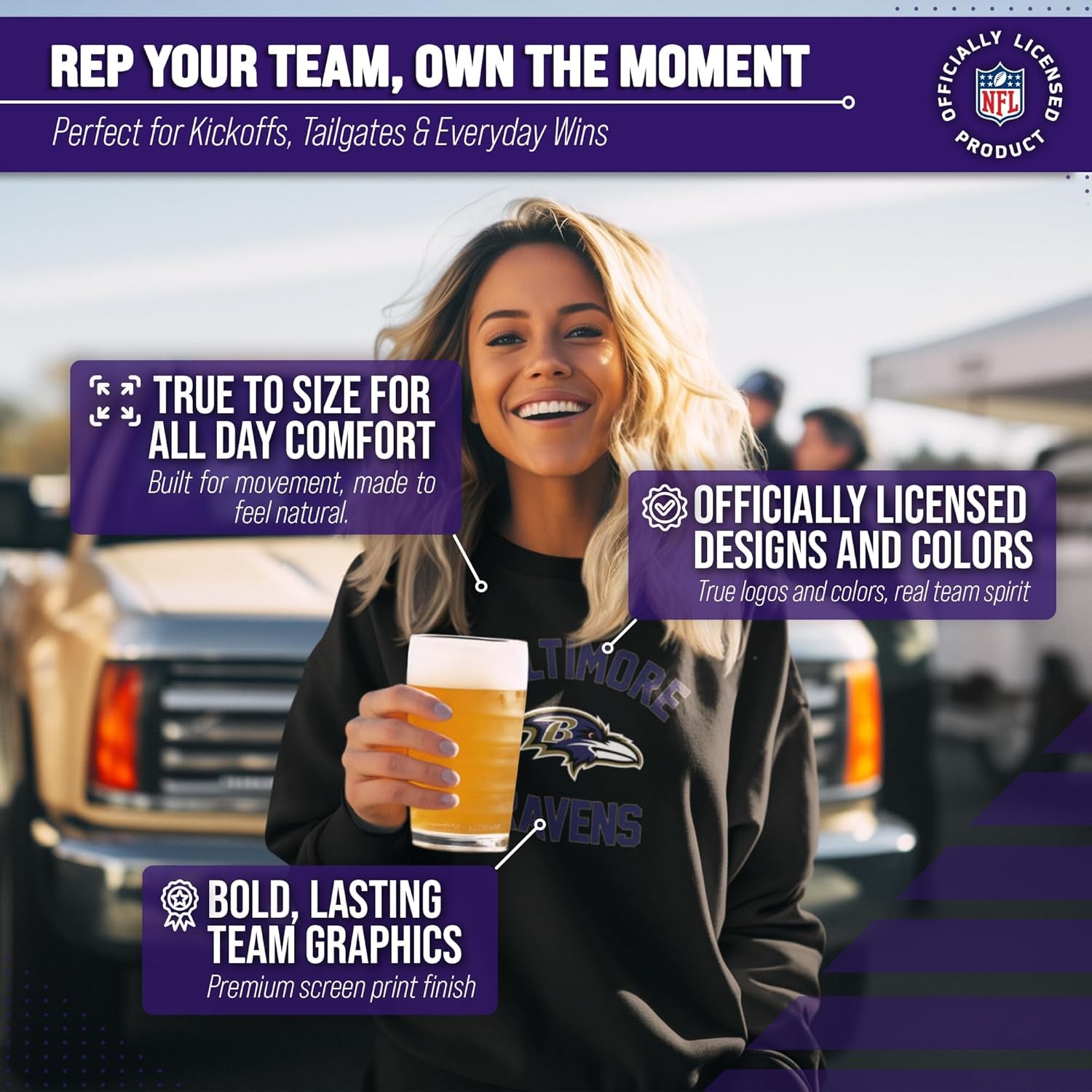 NFL Adult Gameday Football Crewneck Sweatshirt - Cotton Blend - Stay Warm, Comfortable & Stylish on Game Day