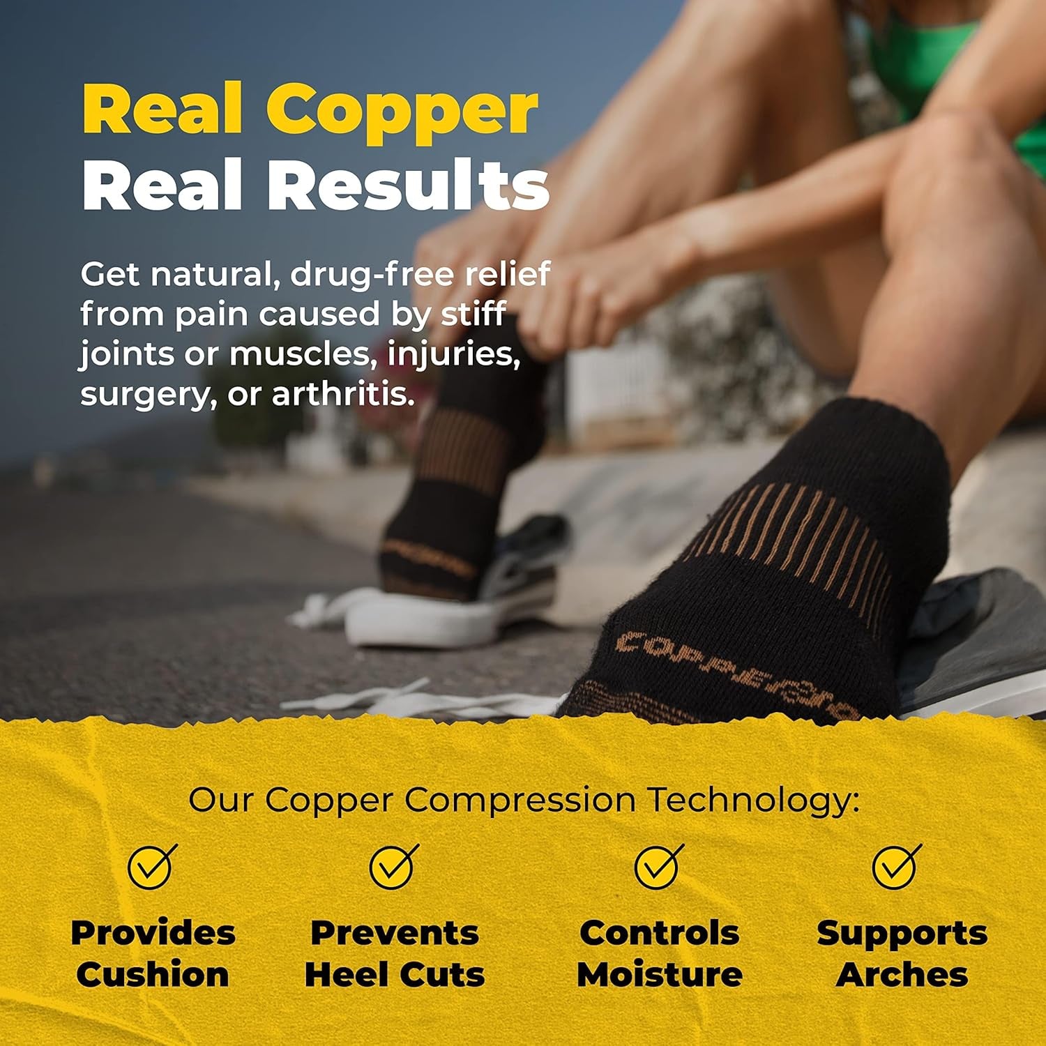 Black Ankle Compression Socks for Women- Breathable Copper Compression Socks Men, Low Cut Sock with Arch Support