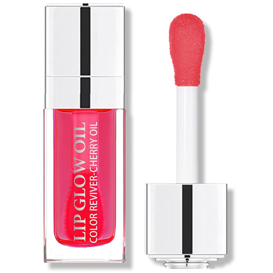 Plumping Lip Oil, Hydrating Lip Gloss Tinted Lip Balm Lip Care Transparent Toot Lip Oil, Non-Sticky Long Lasting Nourishing Lip Glow Oil Repairing Lightening Lip Lines Lip Care Products(Cherry)