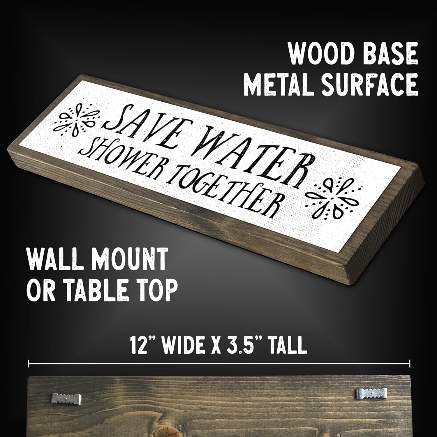 Save Water Shower Together - Wooden Sign with Metal - Farmhouse Bathroom Decor - Restroom Decor - Funny Bathroom Wall Art