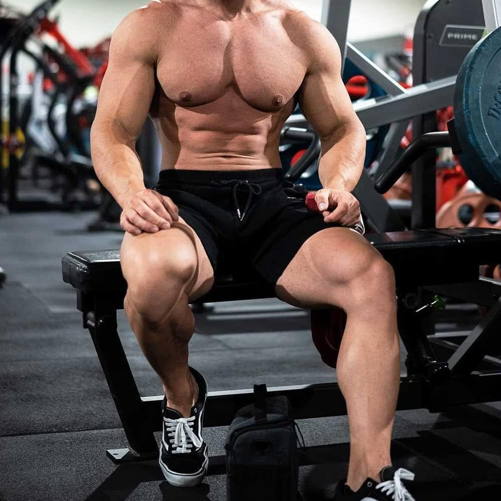 Men'S 5 Inch Inseam Shorts Men Workout Shorts Gym Bodybuilding Short Shorts with Zipper Cargo Pockets