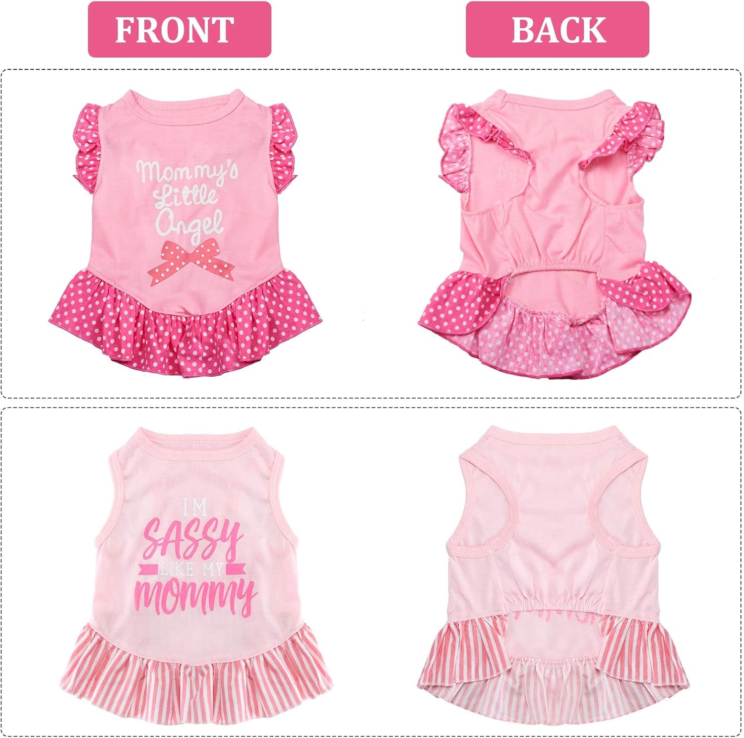 4 Pieces Pet Dress Shirt Cute Pink Dog Sundress Printed Dog Princess Dress Puppy Summer Apparel Clothes Pet Skirt Shirt with Ruffles Cloth for Small Dogs Cats Puppy(M)