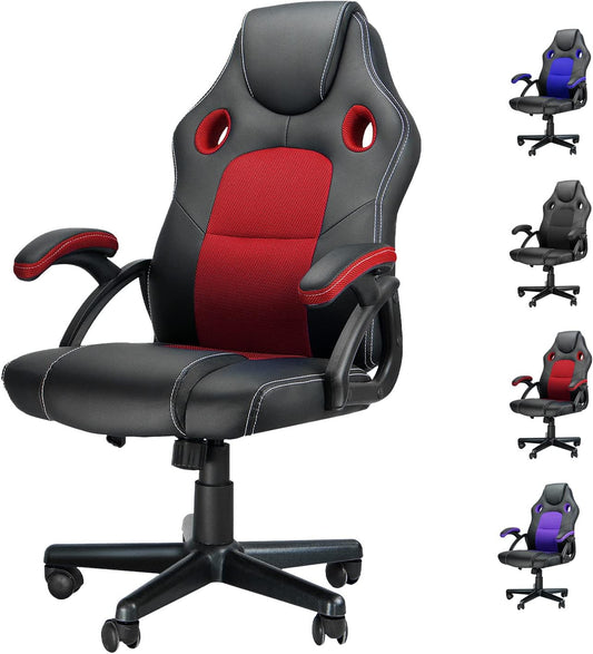 Gaming Chairs, Home Office Desk Chairs Clearance, Comfortable Cheap Gaming Office Chairs, Computer Chairs Video Game Chairs, Gaming Chairs for Teens Gamer, Swivel Rolling Chairs, Red