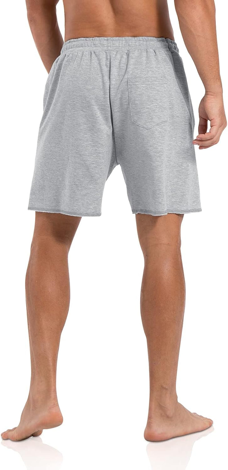 Mens 5.7" Shorts Athletic Running Workout Casual Lounge Elastic Waist Active Gym Cotton Terry Shorts with Pockets Light Grey