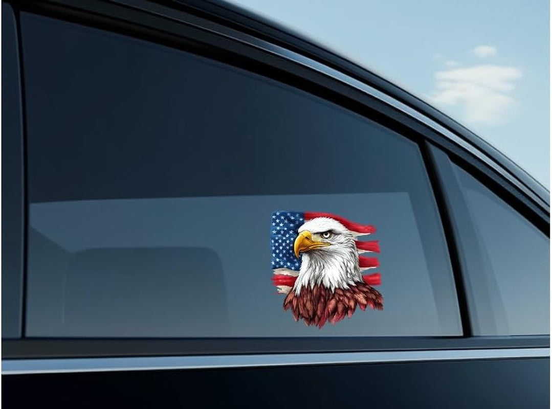 American Bald Eagle Car Sticker, Auto Die Cut Decal for Bumper Window Rear Panel, Patriot Eagle Sticker Car Accessory, American Pride Decal, 1PC (A)
