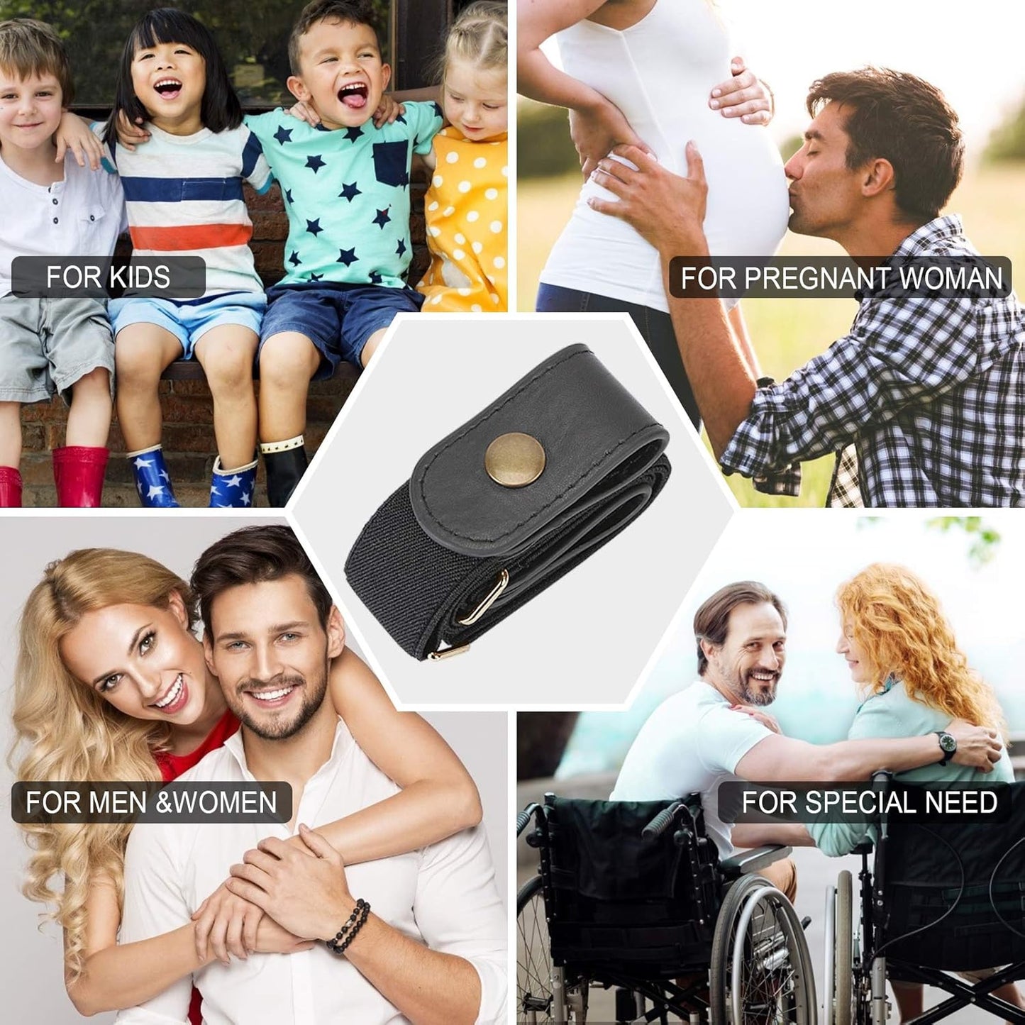 Buckle-Free Elastic Women Belt for Jeans without Buckle, Comfortable Invisible Belt No Bulge No Hassle