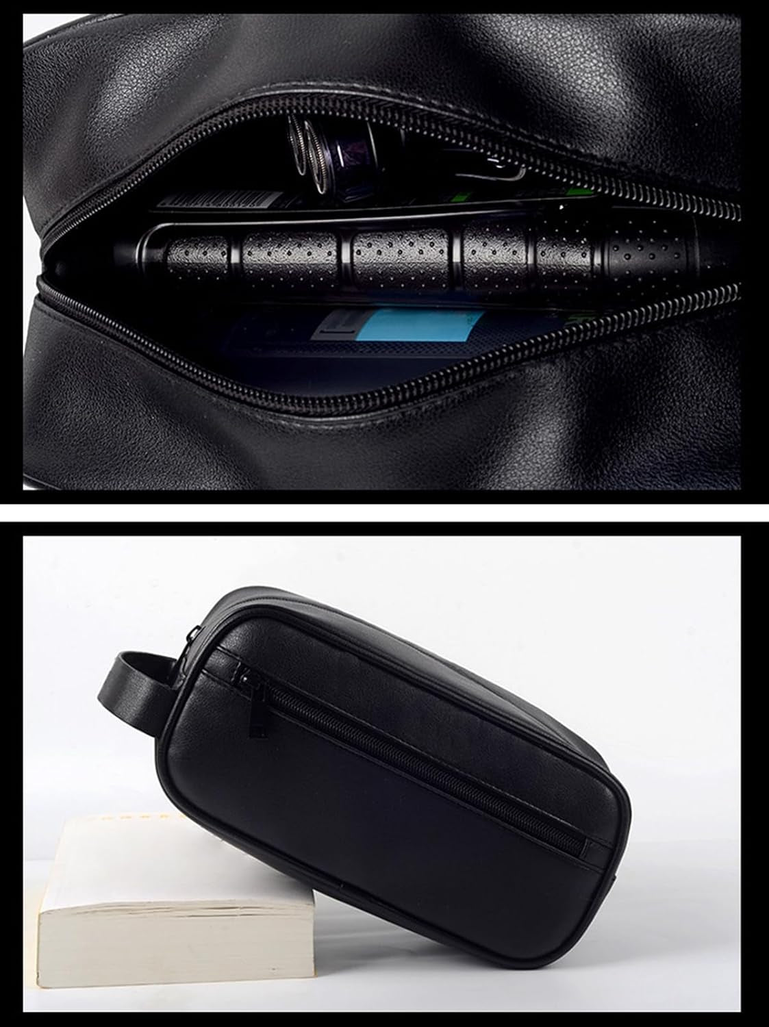 Toiletry Bag for Men, Large Capacity, Mutifunctional, Mens Travel Bag Toiletries Organizer Case for Grooming, Water-Resistant, PU Leather, Cosmetic Bag, Small Dopp Kit Shaving Bag Brown