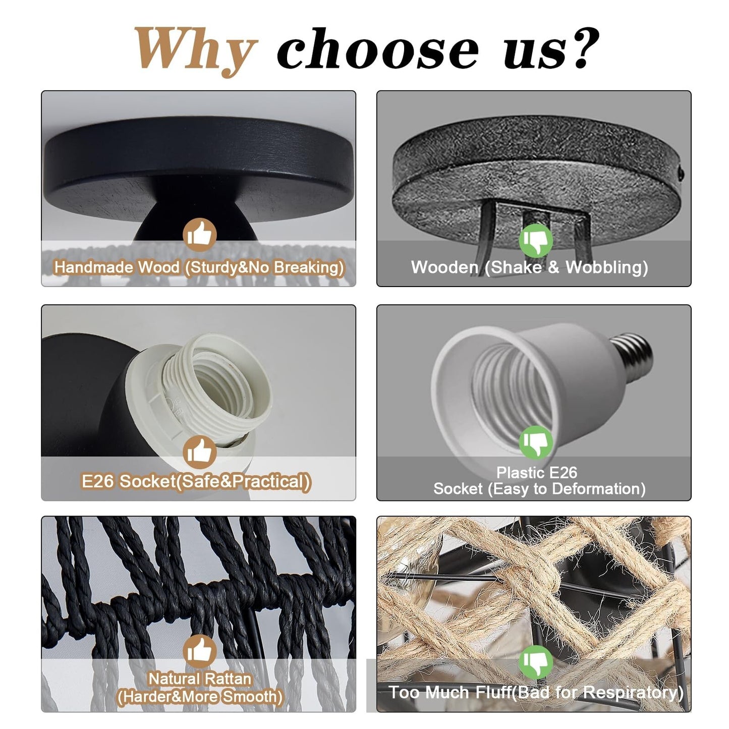 Rattan Ceiling Light Fixtures, Hand-Woven