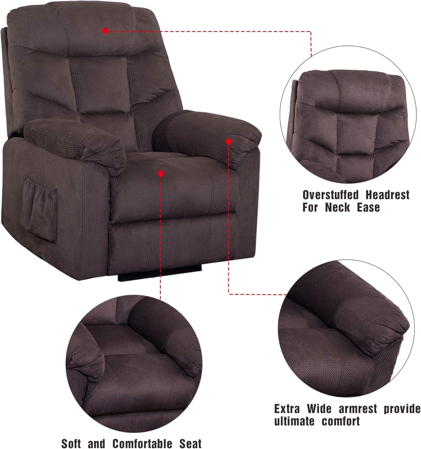 Lift Chairs for Elderly - Electric Recliner Chairs with Remote Control, Soft Fabric, Lounge