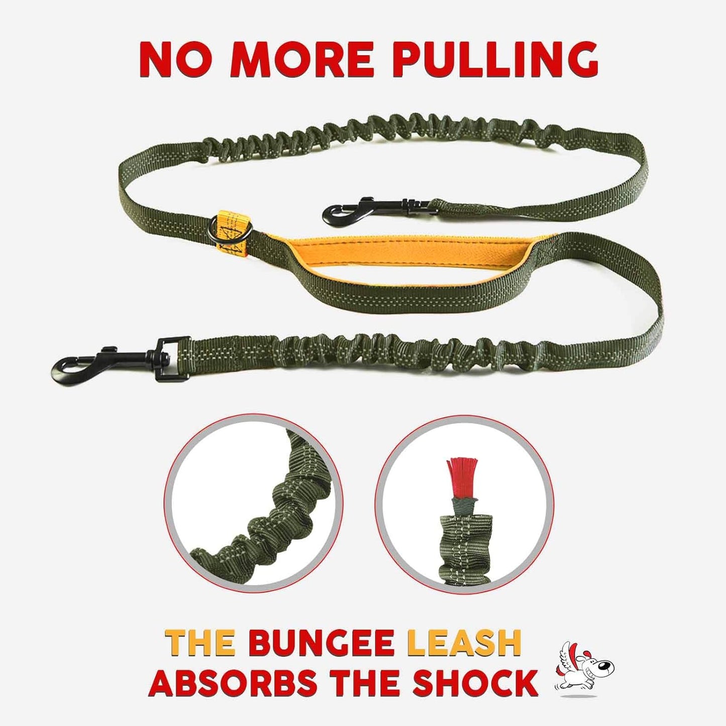 Exquisite Hands Free Double Dog Leash for Two Dogs with Tangle-Free Swivel. Premium Quality & Versatile for Running. You Will Absolutely Love This Amazing Waist Leash (Khaki & Orange)