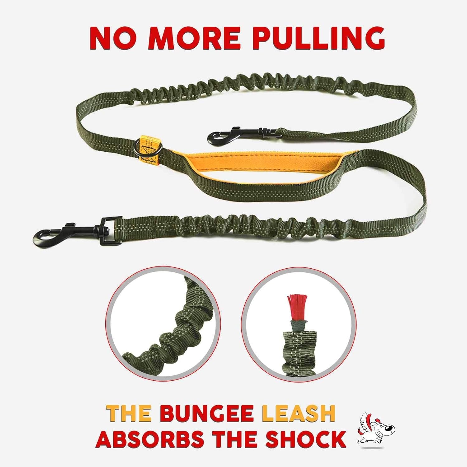 Exquisite Hands Free Double Dog Leash for Two Dogs with Tangle-Free Swivel. Premium Quality & Versatile for Running. You Will Absolutely Love This Amazing Waist Leash (Khaki & Orange)