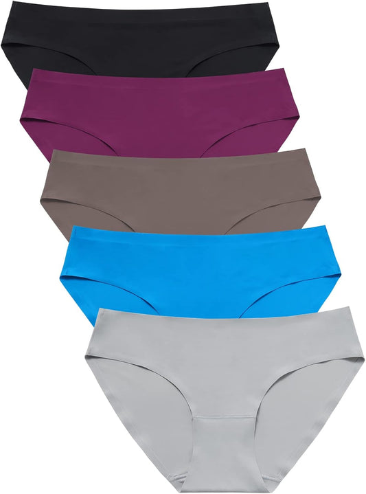 Seamless Underwear for Women Panties Breathable Stretch Bikini Hipster Panty- 5 Pack