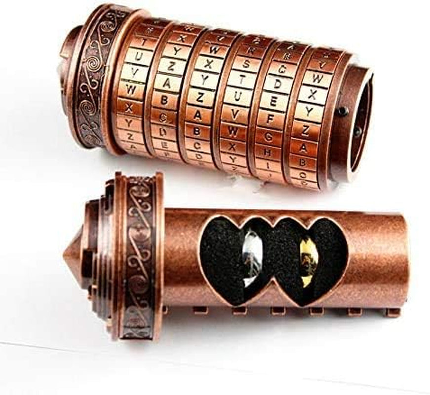 Cryptex Da Vinci Code Mini Cryptex Lock Puzzle Boxes with Special Compartments Anniversary Valentine'S Day Romantic Birthday Gifts for Her Gifts for Girlfriend Box for Men