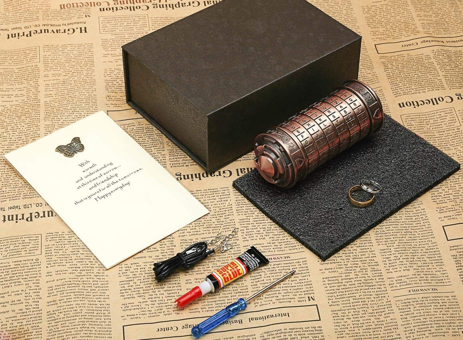 Cryptex Da Vinci Code Mini Cryptex Lock Puzzle Boxes with Special Compartments Anniversary Valentine'S Day Romantic Birthday Gifts for Her Gifts for Girlfriend Box for Men