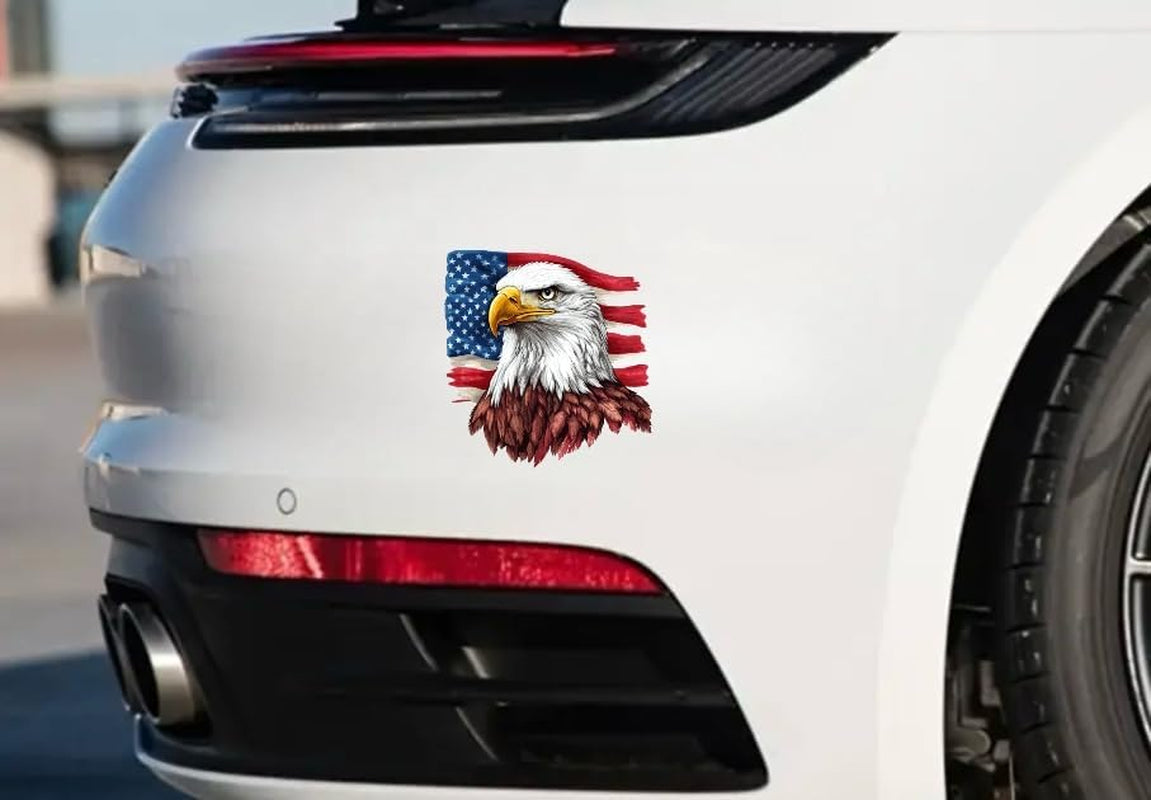 American Bald Eagle Car Sticker, Auto Die Cut Decal for Bumper Window Rear Panel, Patriot Eagle Sticker Car Accessory, American Pride Decal, 1PC (A)