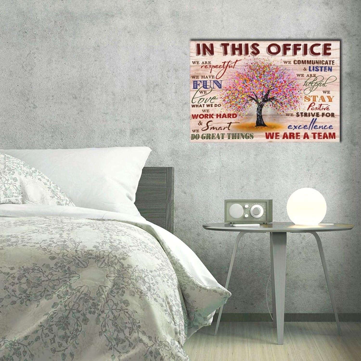 Inspirational Wall Art for Office Motivational Quotes Wall Decor Rules in This Office Framed Canvas Wall Art Modern Office Wall Decor Office Size, 24X16 Inch