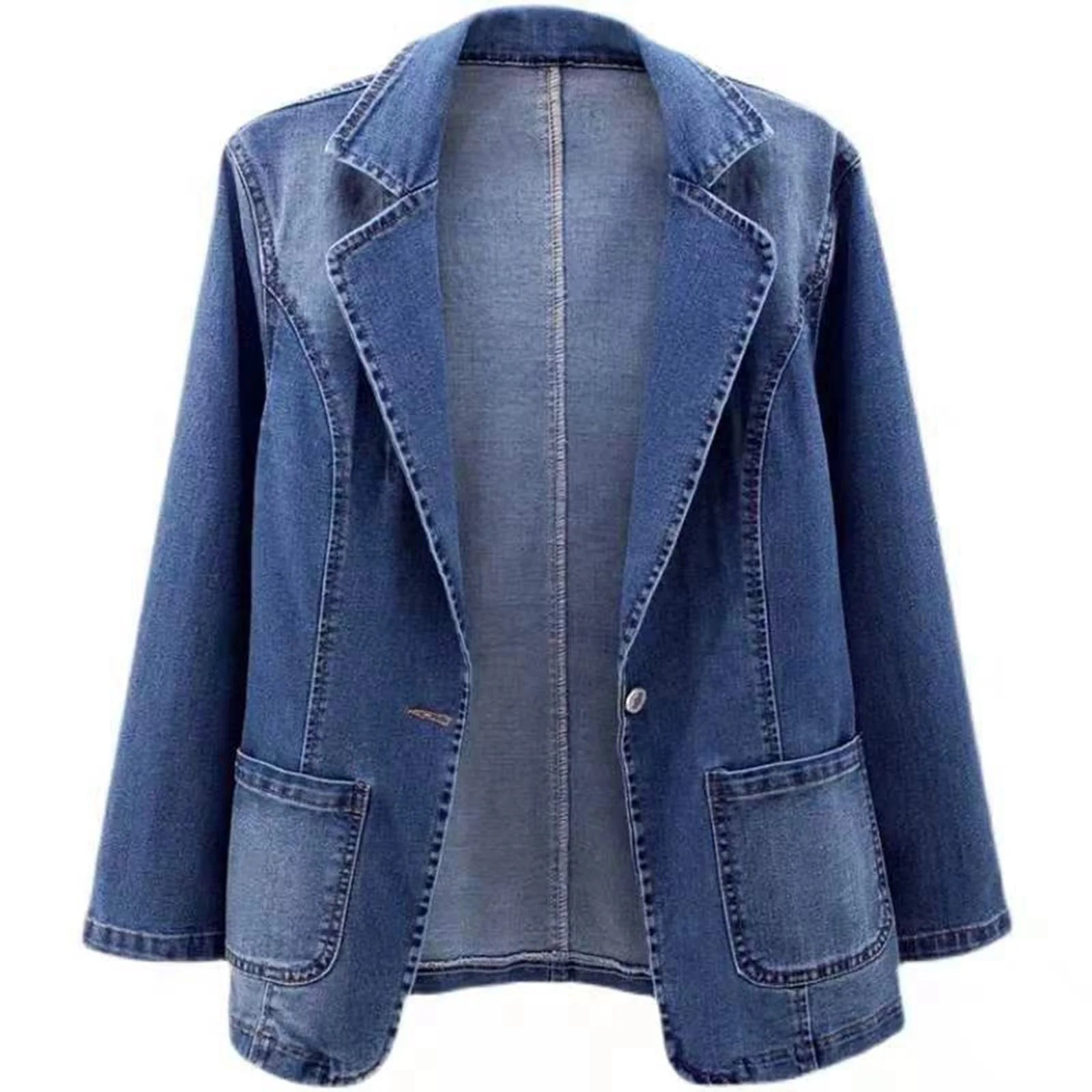 Jackets for Women,Ladies Fashion Color Lapel Look Slimmer Sleeve Denim Jacket